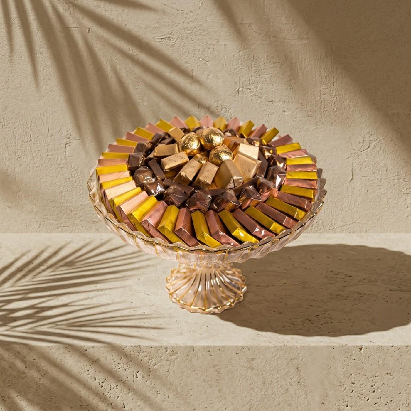 Golden Harmony Chocolate Pedestal Tray