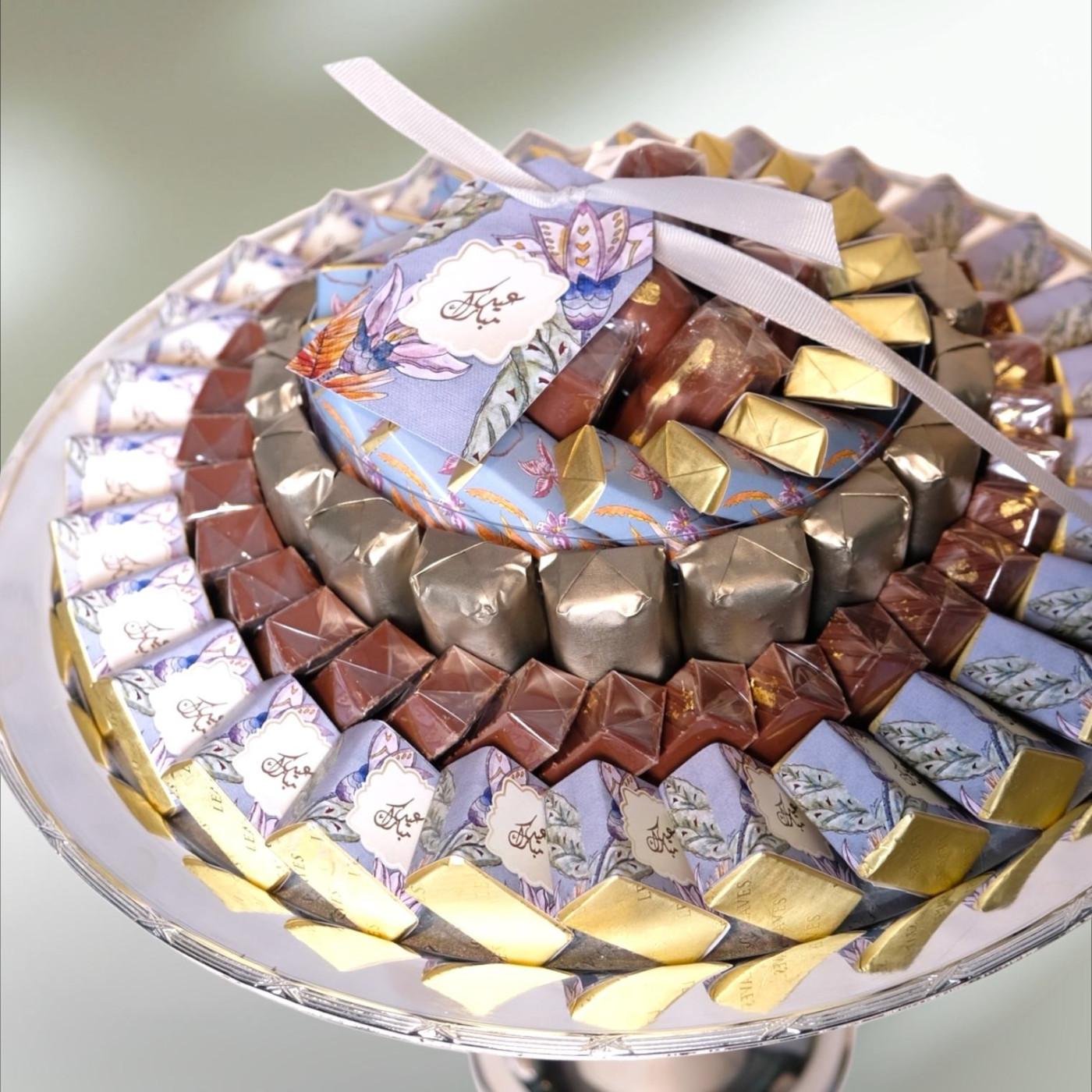 Eid Silver Large Stand with Chocolate