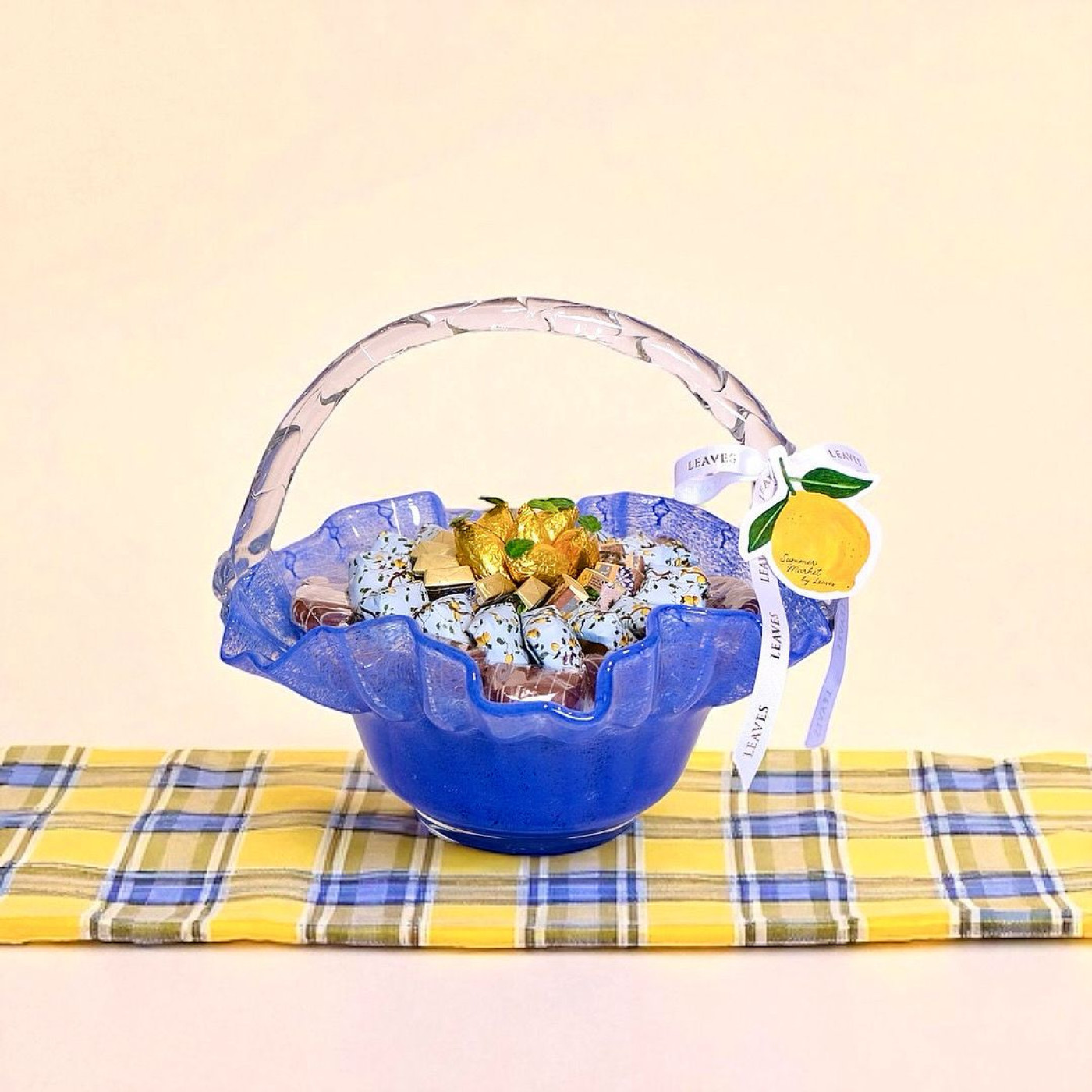 Blue Murano-Style Basket 