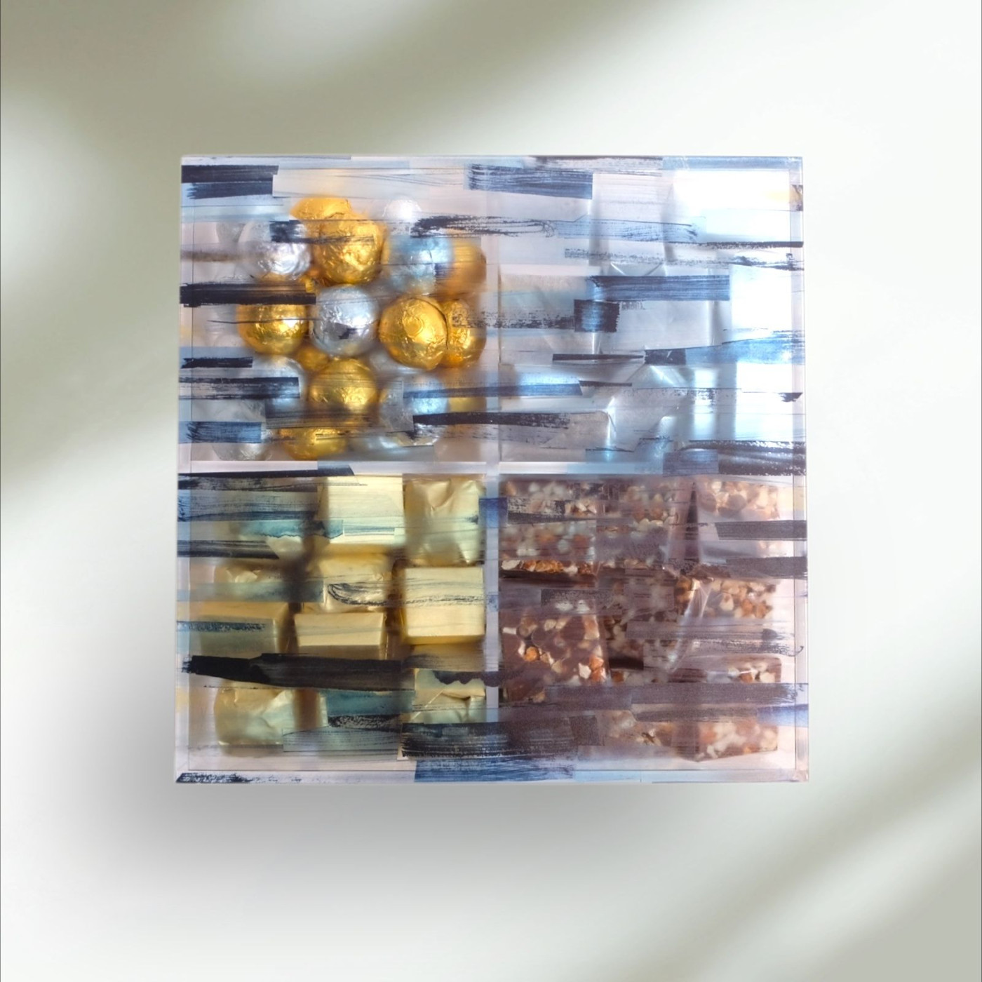 Blue Striped Acrylic Compartment Chocolate Box