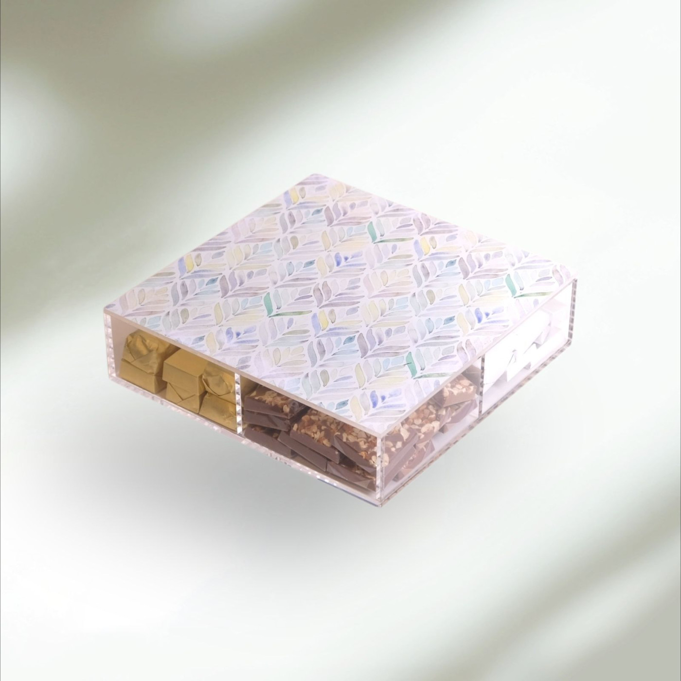 Watercolor Arabesque Acrylic Compartment Chocolate Box